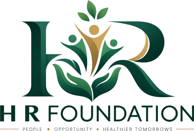 H R Foundation logo — People · Opportunity · Healthier Tomorrows